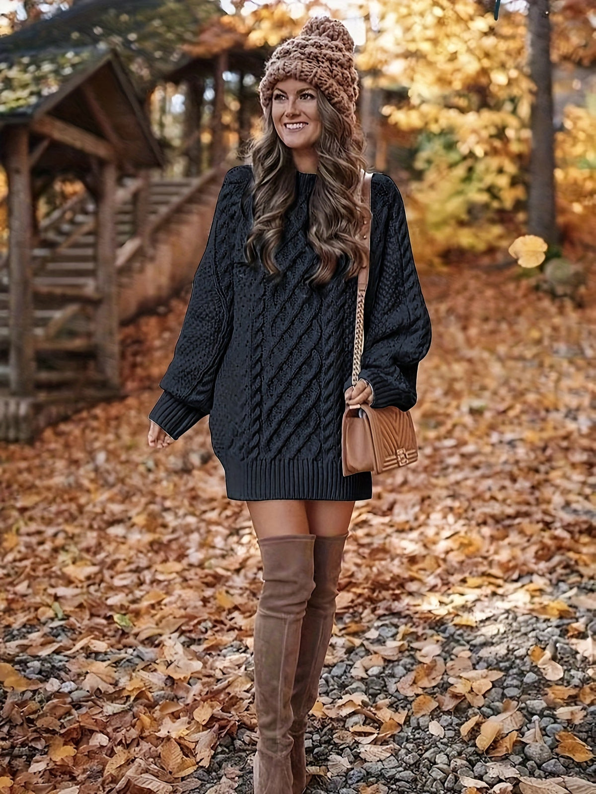 Rhian cable-knit sweater dress, view 5