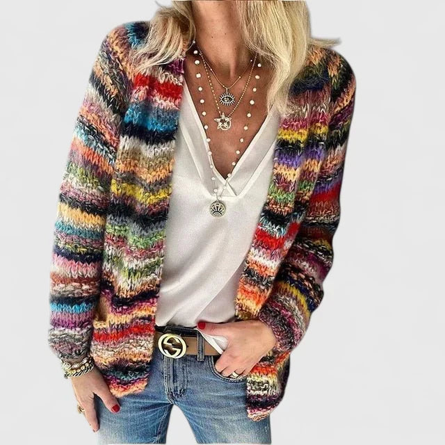 Amandine women's open-front multicolor knit cardigan