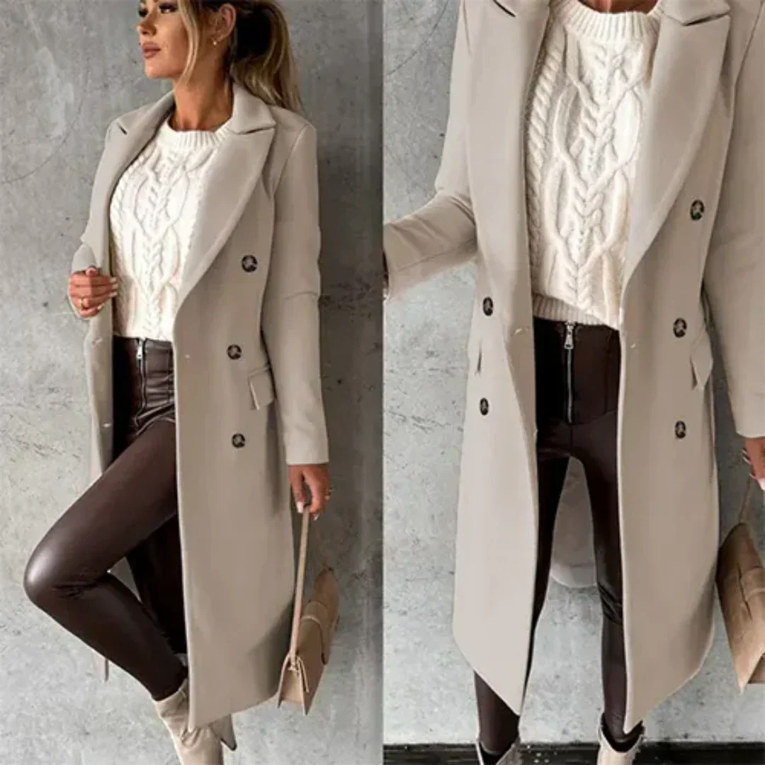 Sidony women's double-breasted notched-collar trench coat