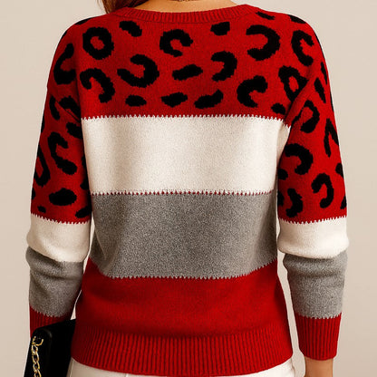 Ottavienne leopard print colorblock knit sweater