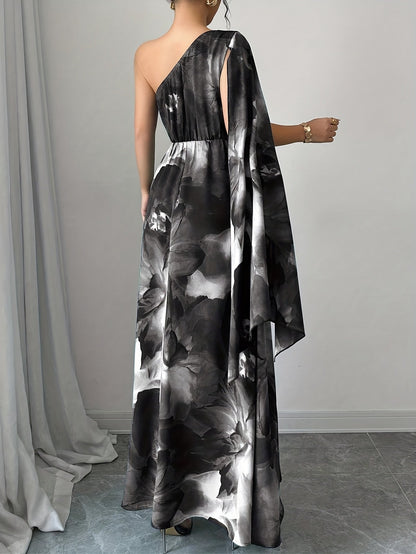 Juniper | One-Shoulder Floral Maxi Wedding Guest Dress