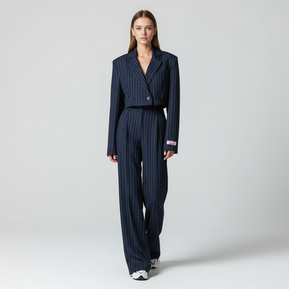 Isaline | Striped Blazer & Wide-Leg Trouser Set