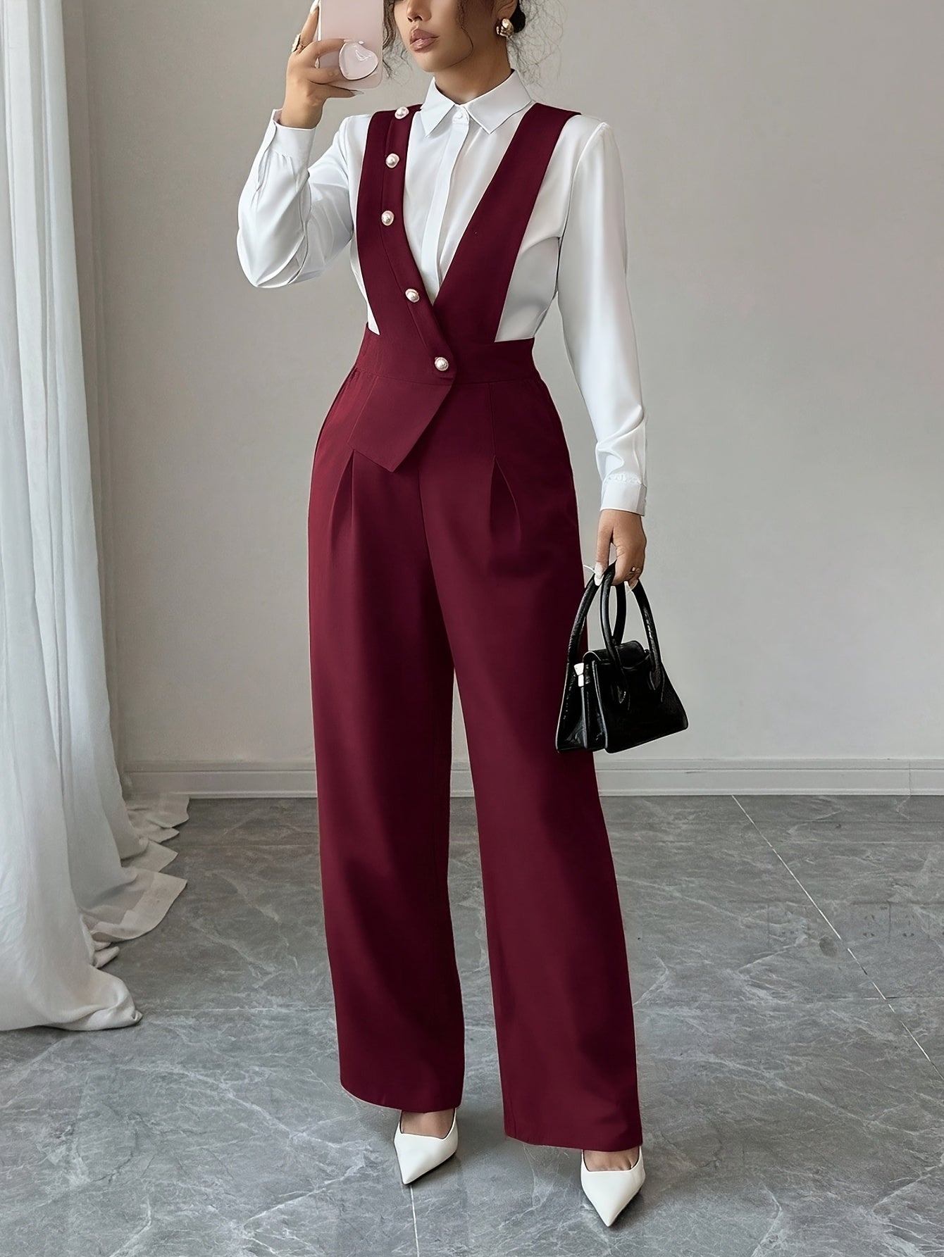 Tailored wide-leg jumpsuit, detail view