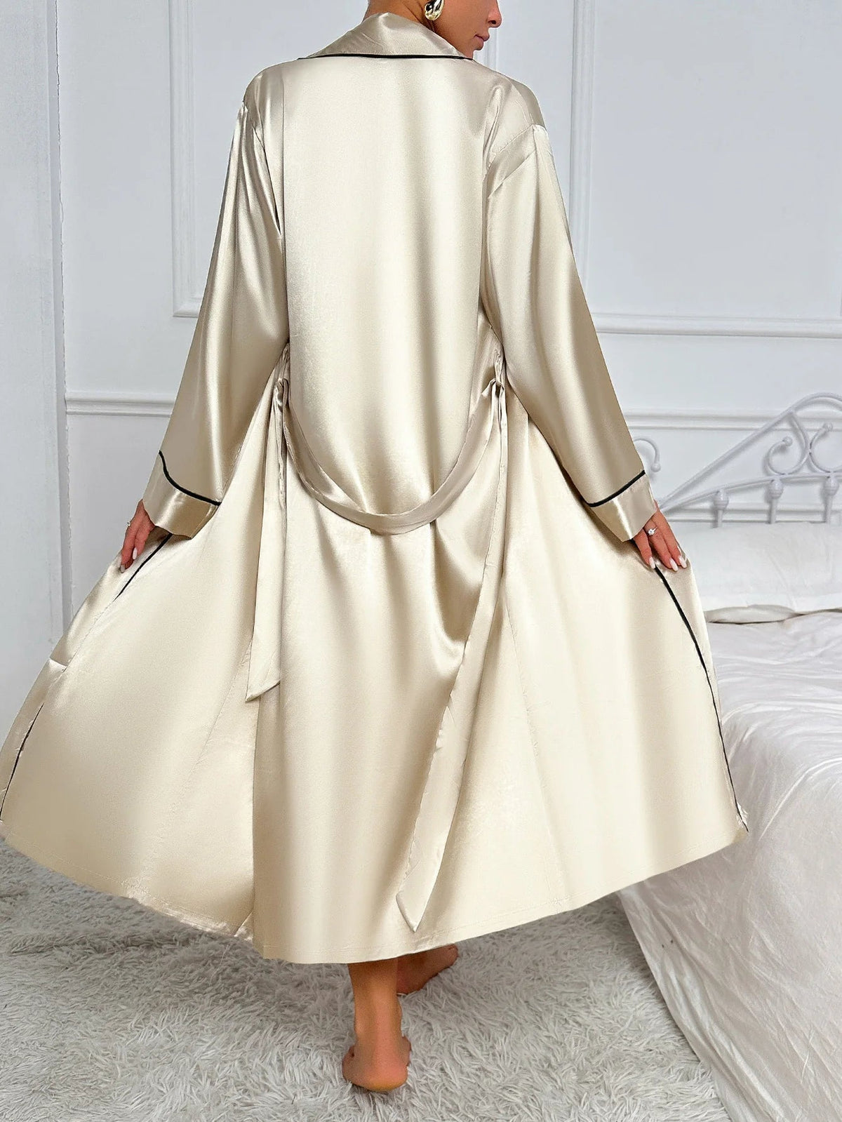 Slip dress and robe set for women view 3