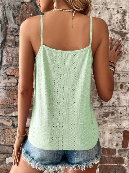 Capri | V-Neck Embroidered Eyelet Camisole