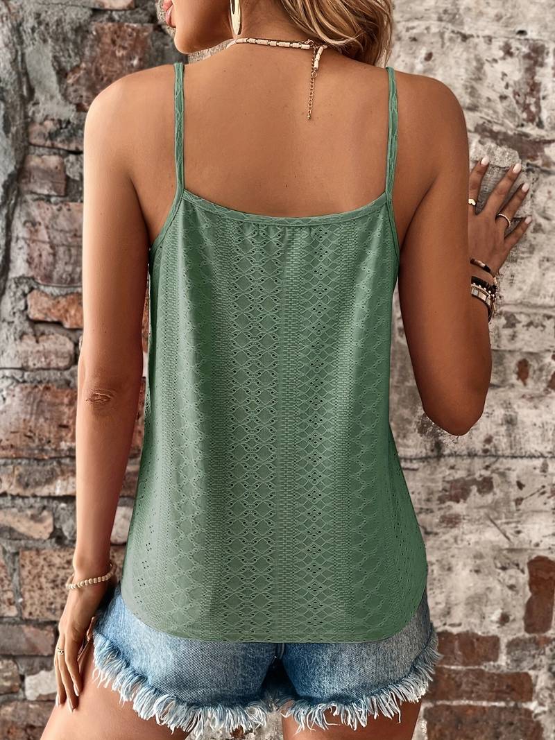 Capri | V-Neck Embroidered Eyelet Camisole