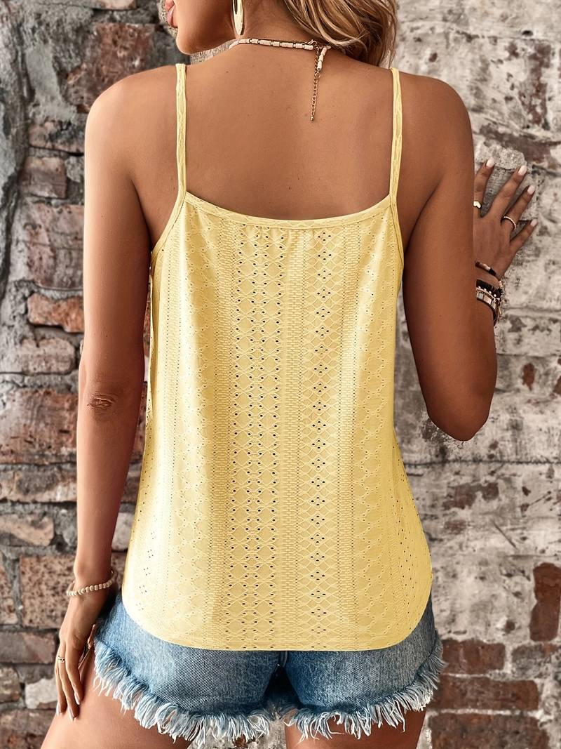 Capri | V-Neck Embroidered Eyelet Camisole