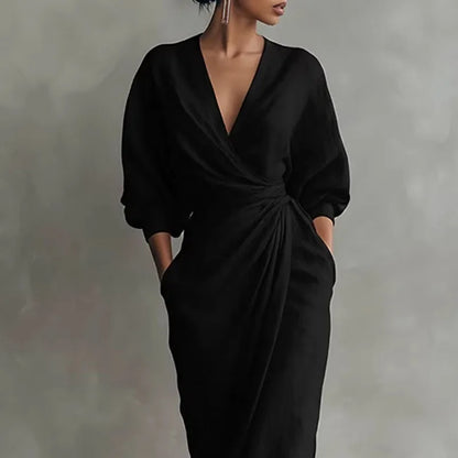 Twist front wrap maxi dress, back view