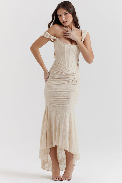 Rosalie | Lace Ruched Bodycon Evening Dress