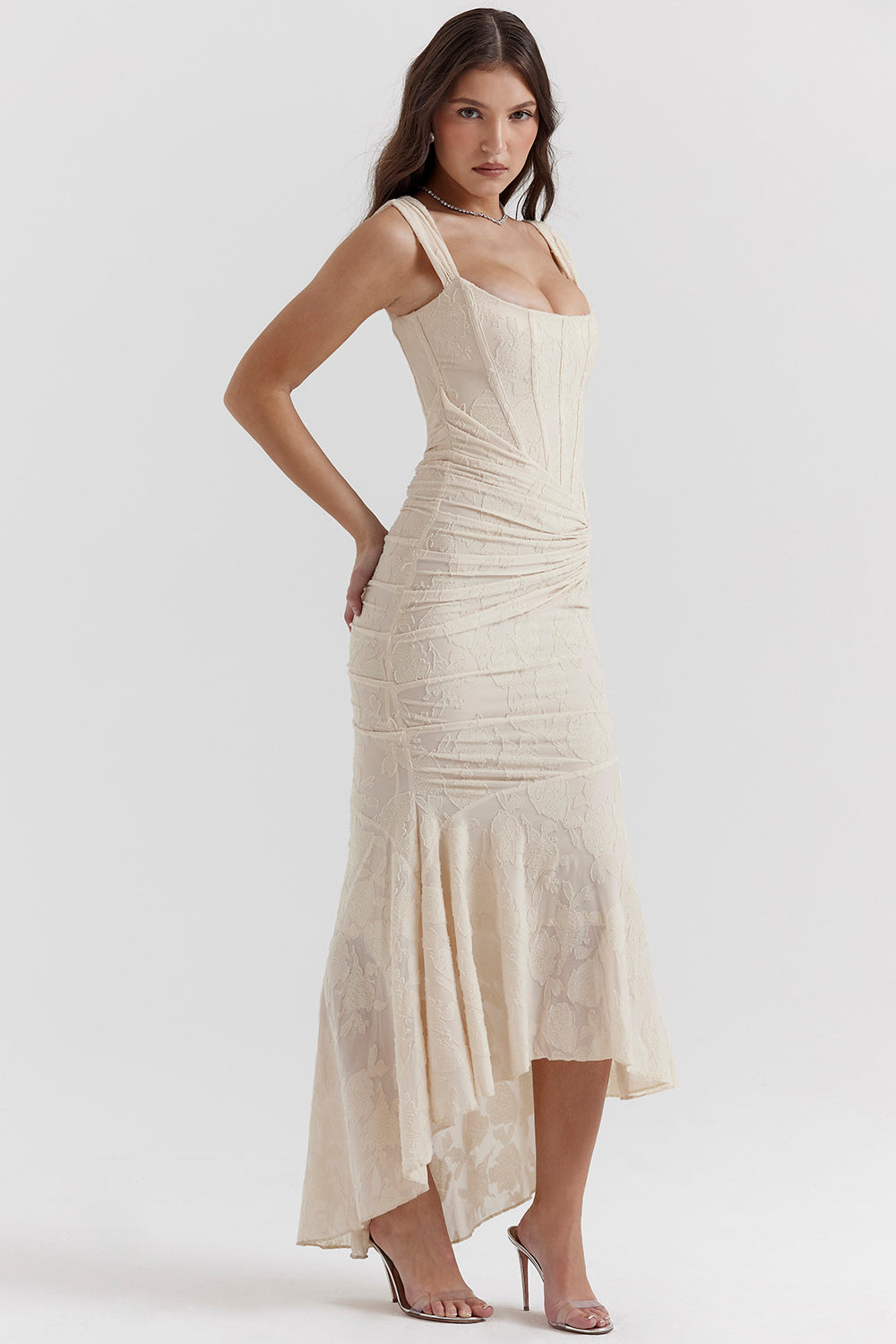 Rosalie | Lace Ruched Bodycon Evening Dress