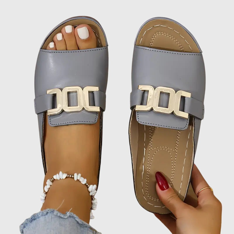 Marlee gold buckle sandals styled outfit