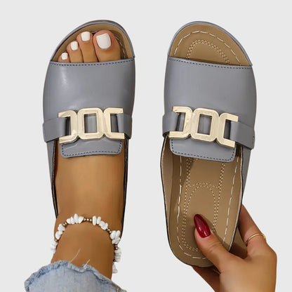 Marlee gold buckle sandals styled outfit