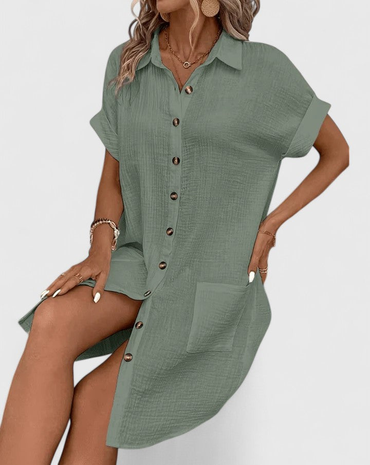 Marlowe | Button-Down Shirt Dress with Pockets