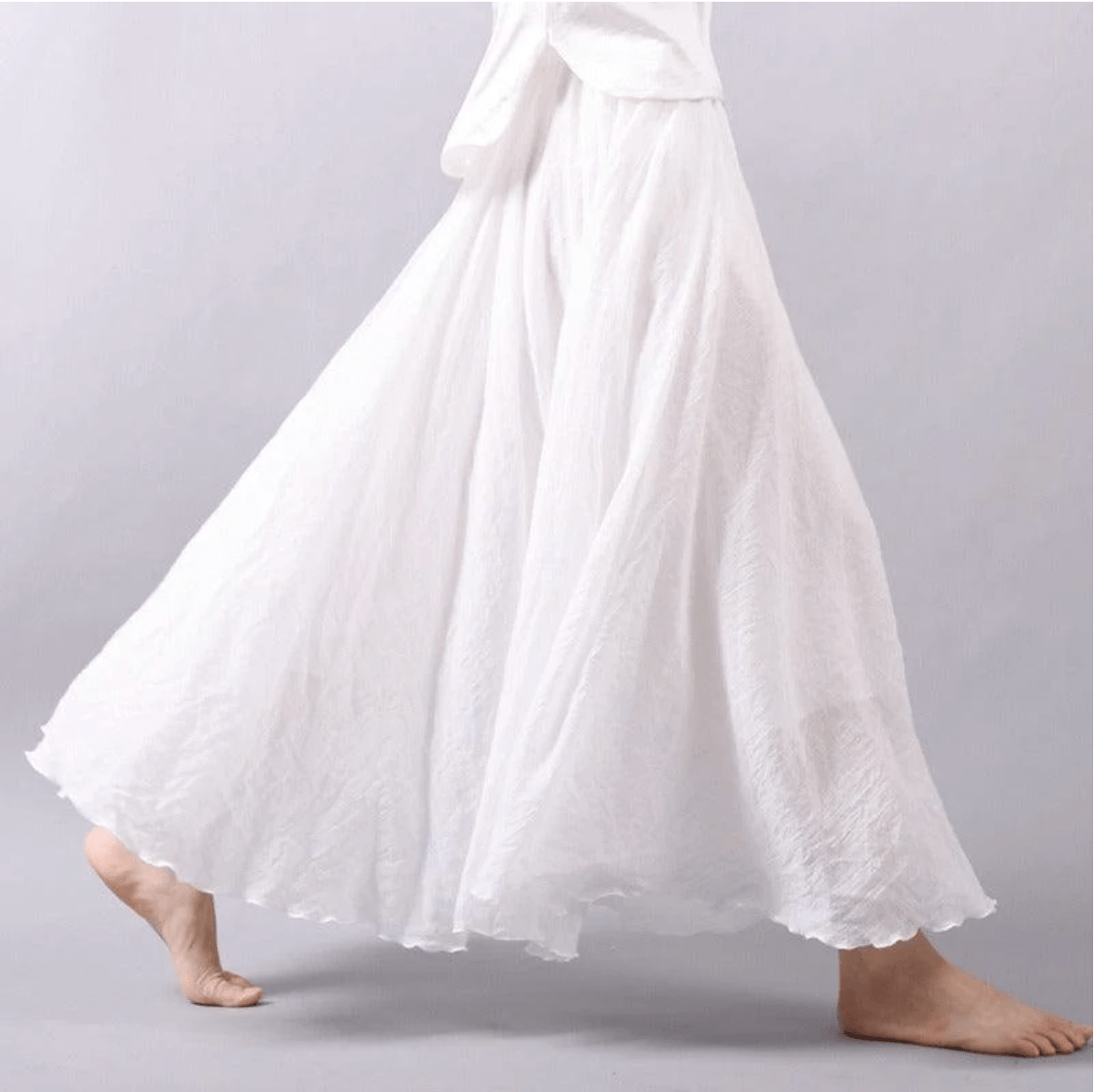 Maxi skirt showing full-circle sweep
