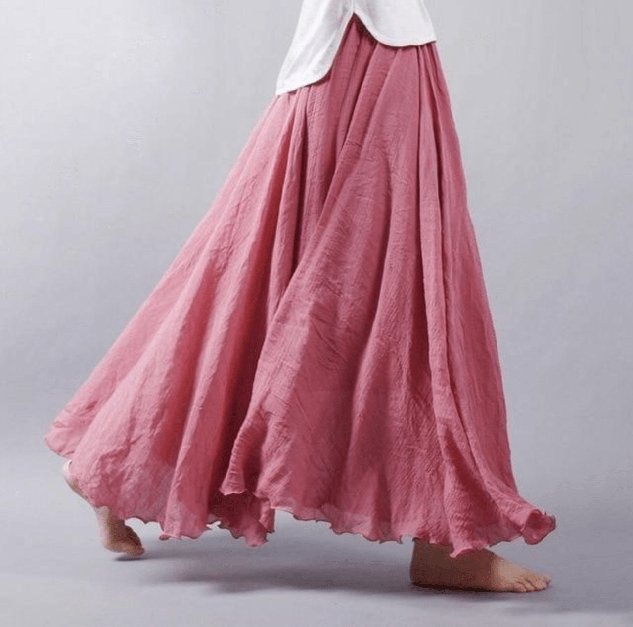 Boho maxi skirt showing high waist
