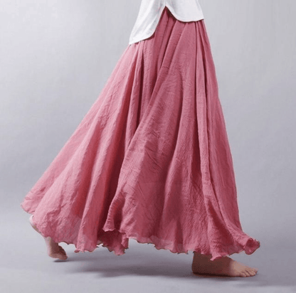 Boho maxi skirt showing high waist