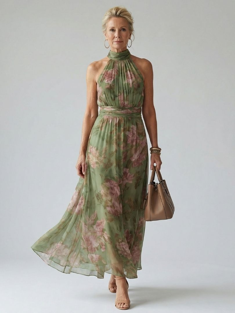 Coraline | Floral Halter Midi Dress