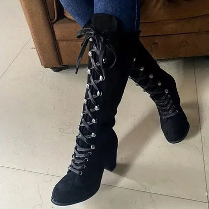 Tall lace-up riding boots for women view 11