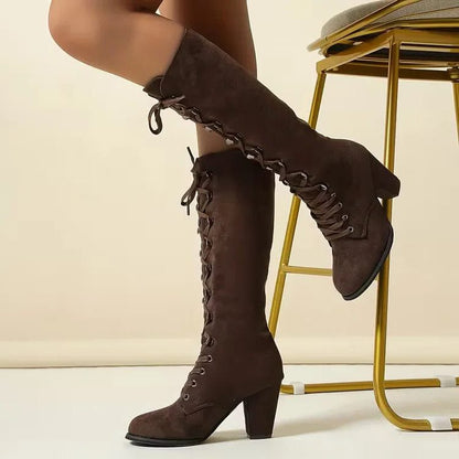 Tall lace-up riding boots for women view 2