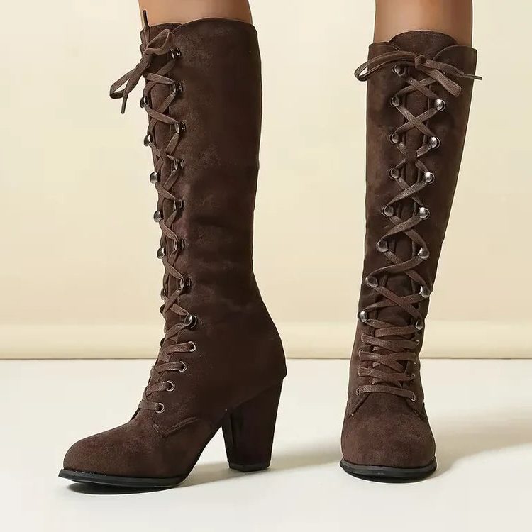 Tall lace-up riding boots for women view 4