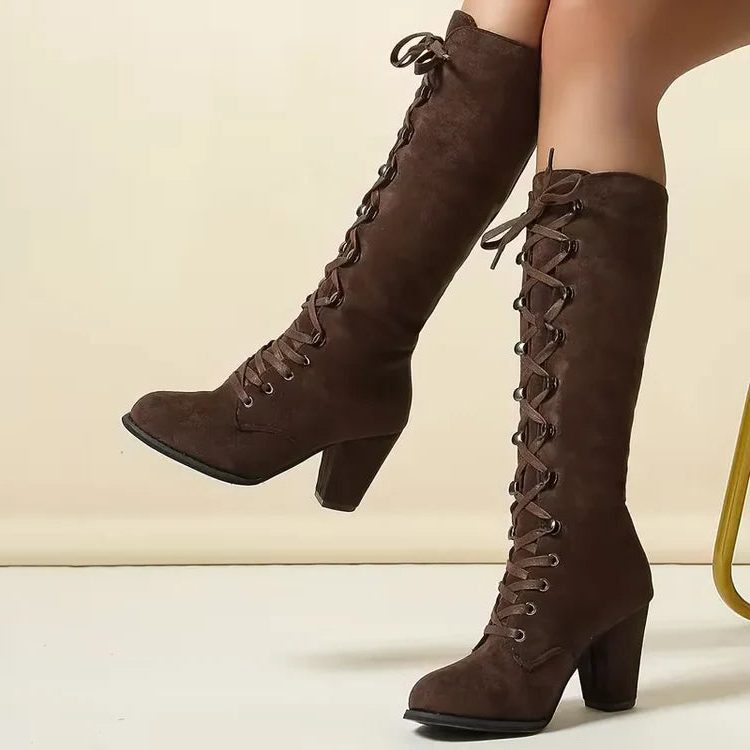 Tall lace-up riding boots for women view 5