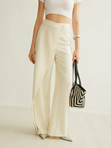 High-waist wide-leg wrap front trousers, front view