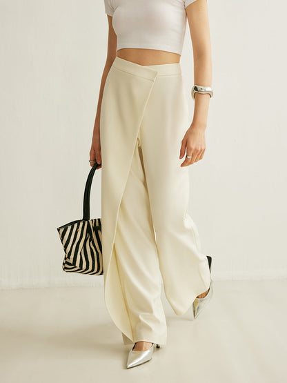 High-waist wide-leg trousers, back view