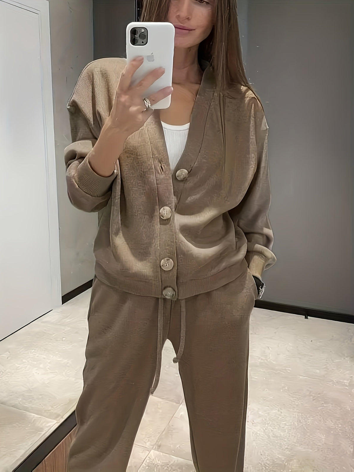 Corenne women's soft button-front jacket and pants set