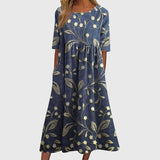 Aureline | Floral Midi Dress with Pockets