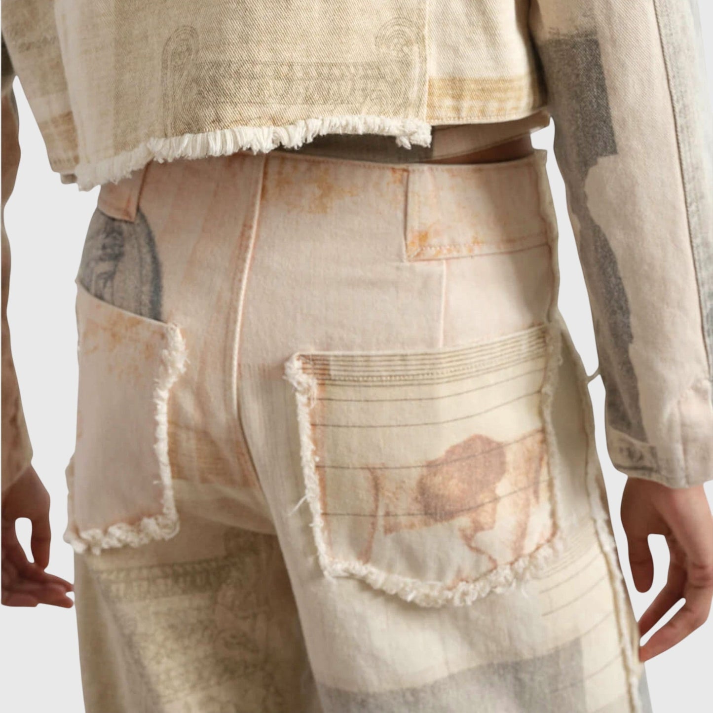High-waist wide-leg jeans detail