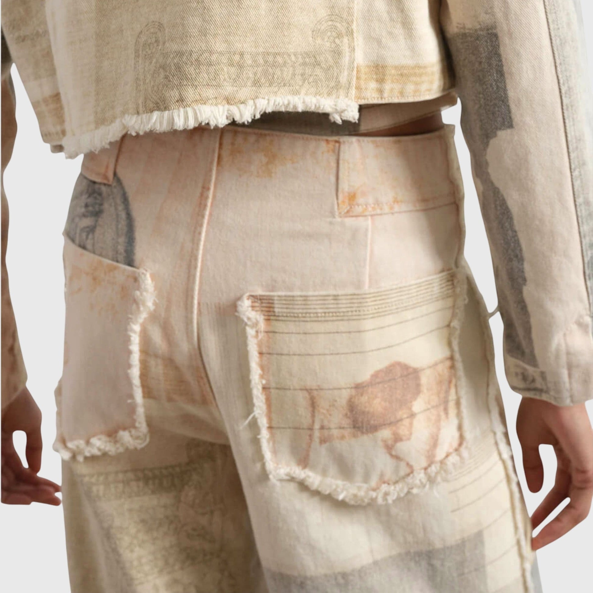 High-waist wide-leg jeans detail
