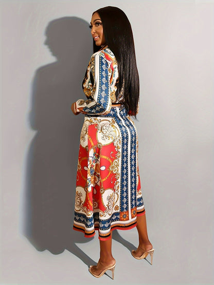 Long-sleeve shirt dress, styled view