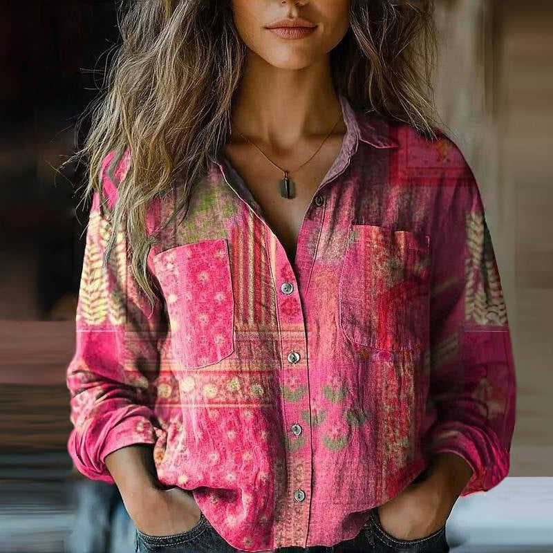 Melissa | Boho Floral Print Flowy Blouse