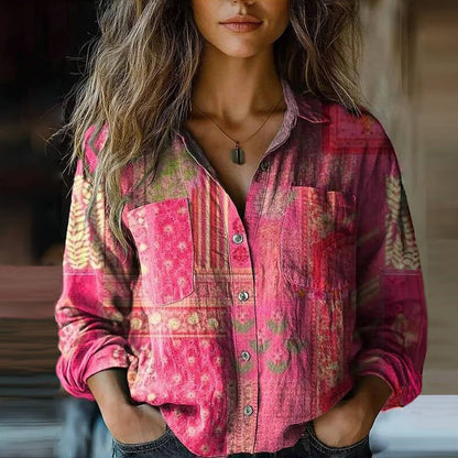 Melissa | Boho Floral Print Flowy Blouse