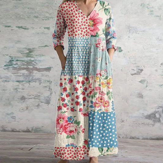 Kristen | Patchwork Floral Summer Maxi Dress