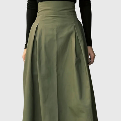 Vivian | Elegant A-Line Midi Skirt With Belt