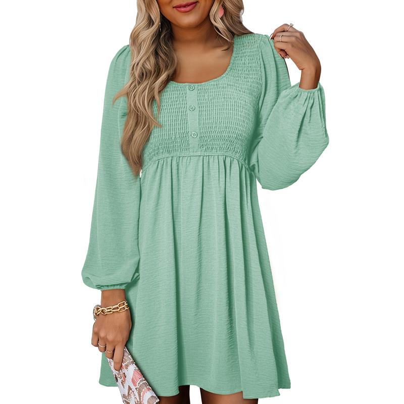 Aveline | Smocked Empire Waist Long Sleeve Mini Dress
