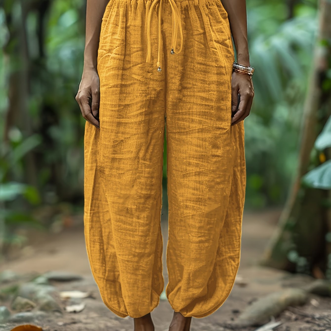 Relaxed drawstring trousers, additional angle