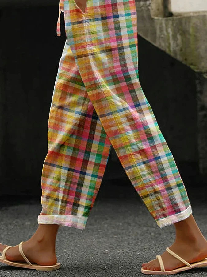 Audrey | Casual Checkered Tapered Trousers