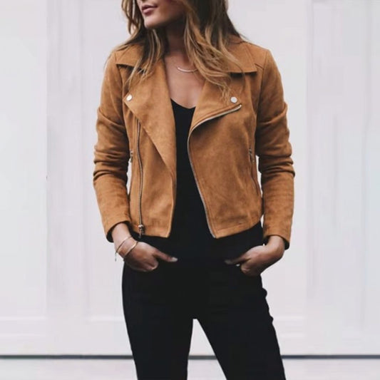 Cropped lapel-collar jacket for women