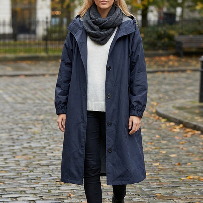 Long hooded rain jacket, view 7