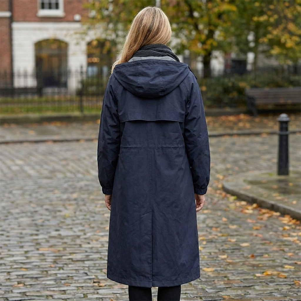 Long hooded rain jacket, view 8