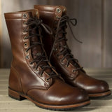 Lace-up mid-calf boots for women