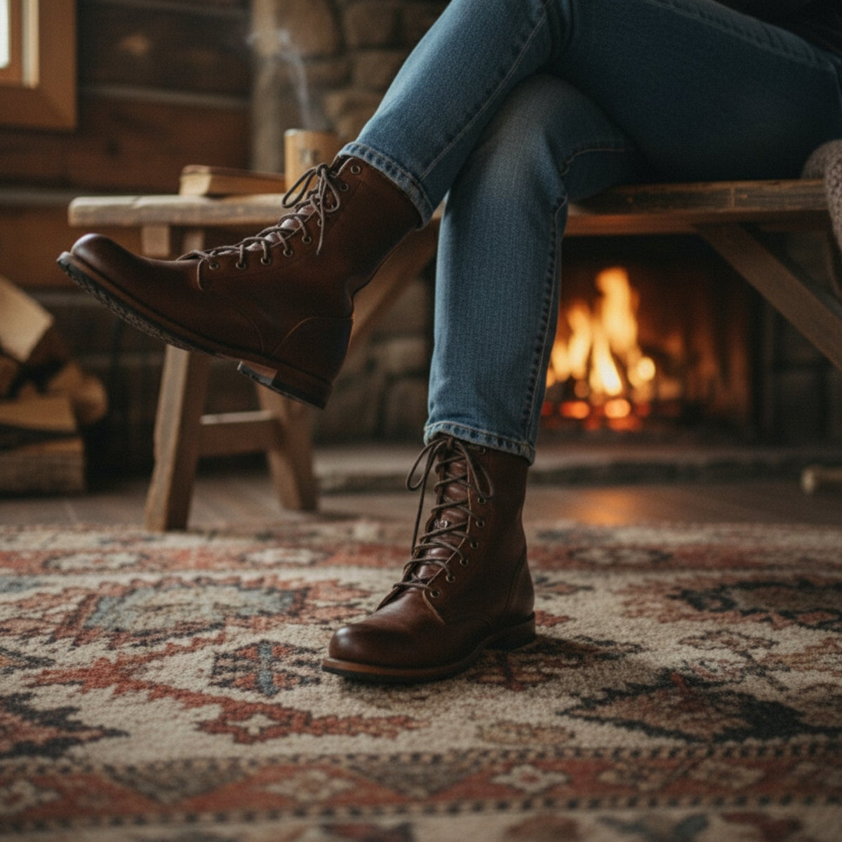 Lace-up mid-calf boots for women view 5