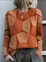Geometric knit sweater for women