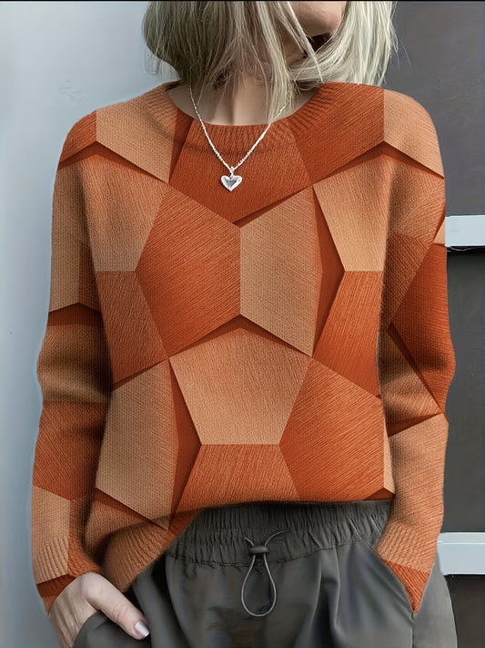 Geometric knit sweater for women