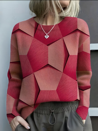 Geometric knit sweater for women view 3