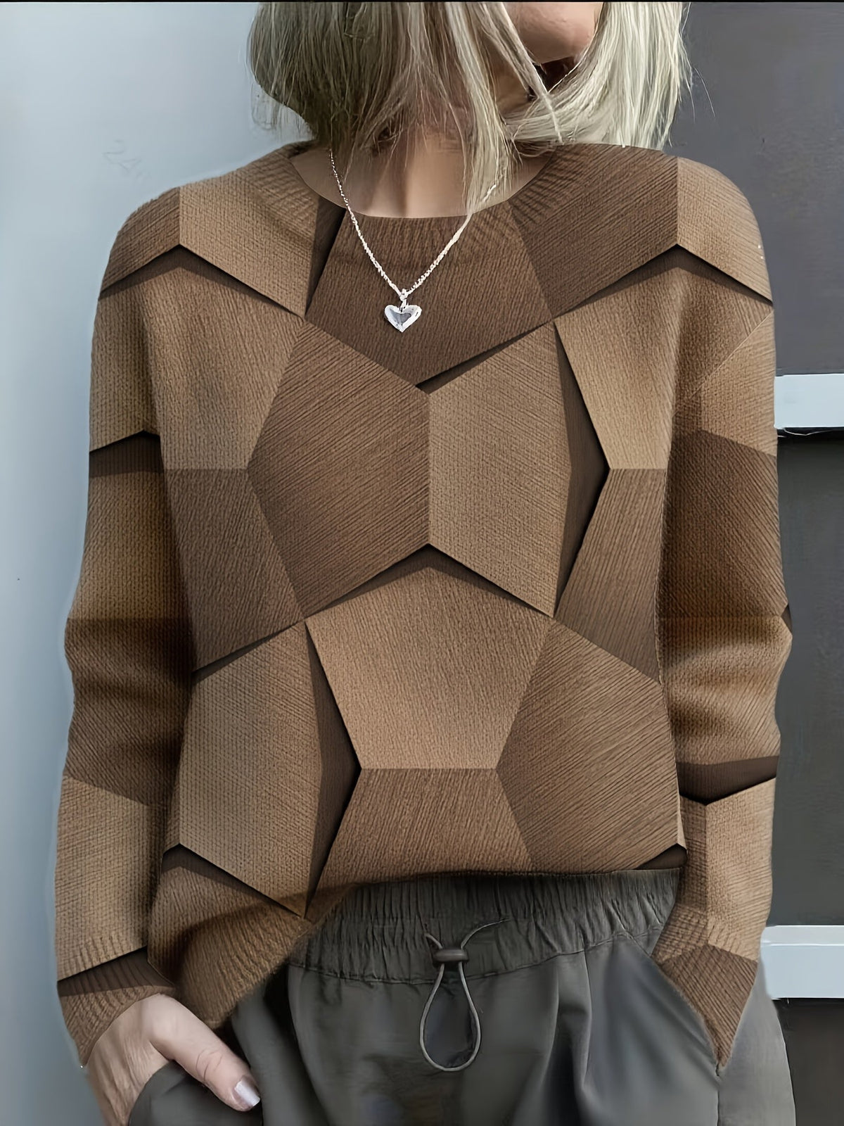 Geometric knit sweater for women view 4