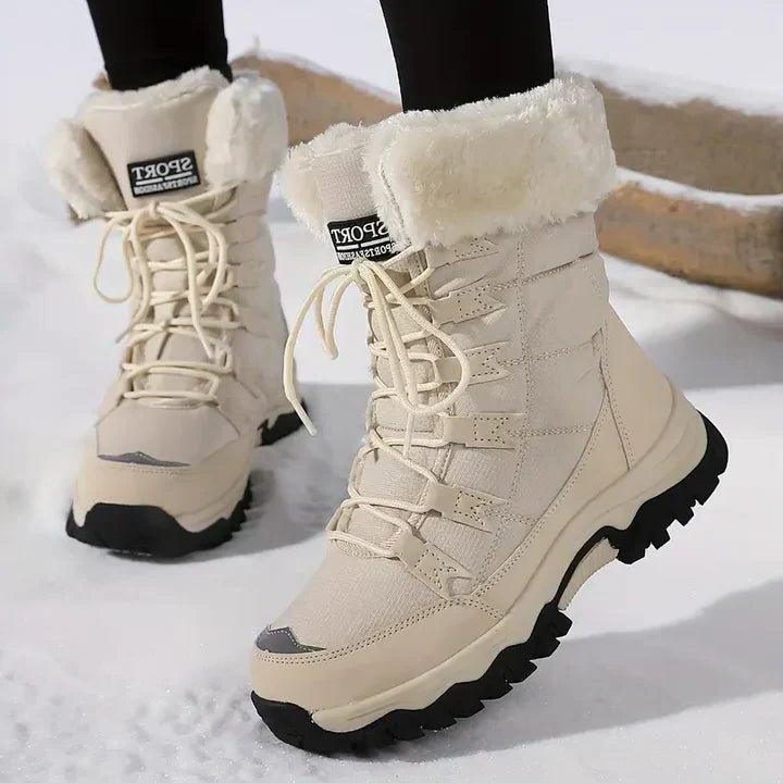 Lace-up faux fur winter boots for women