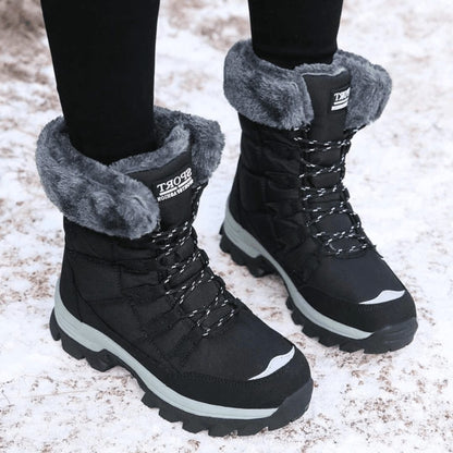Lace-up faux fur winter boots for women view 2